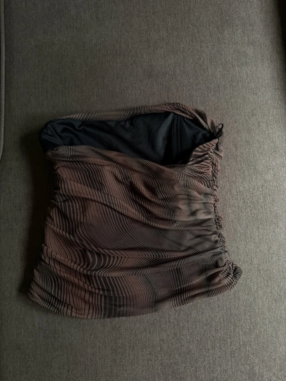 Zara Brown and Black Striped Strapless Top - Picture 4 of 5